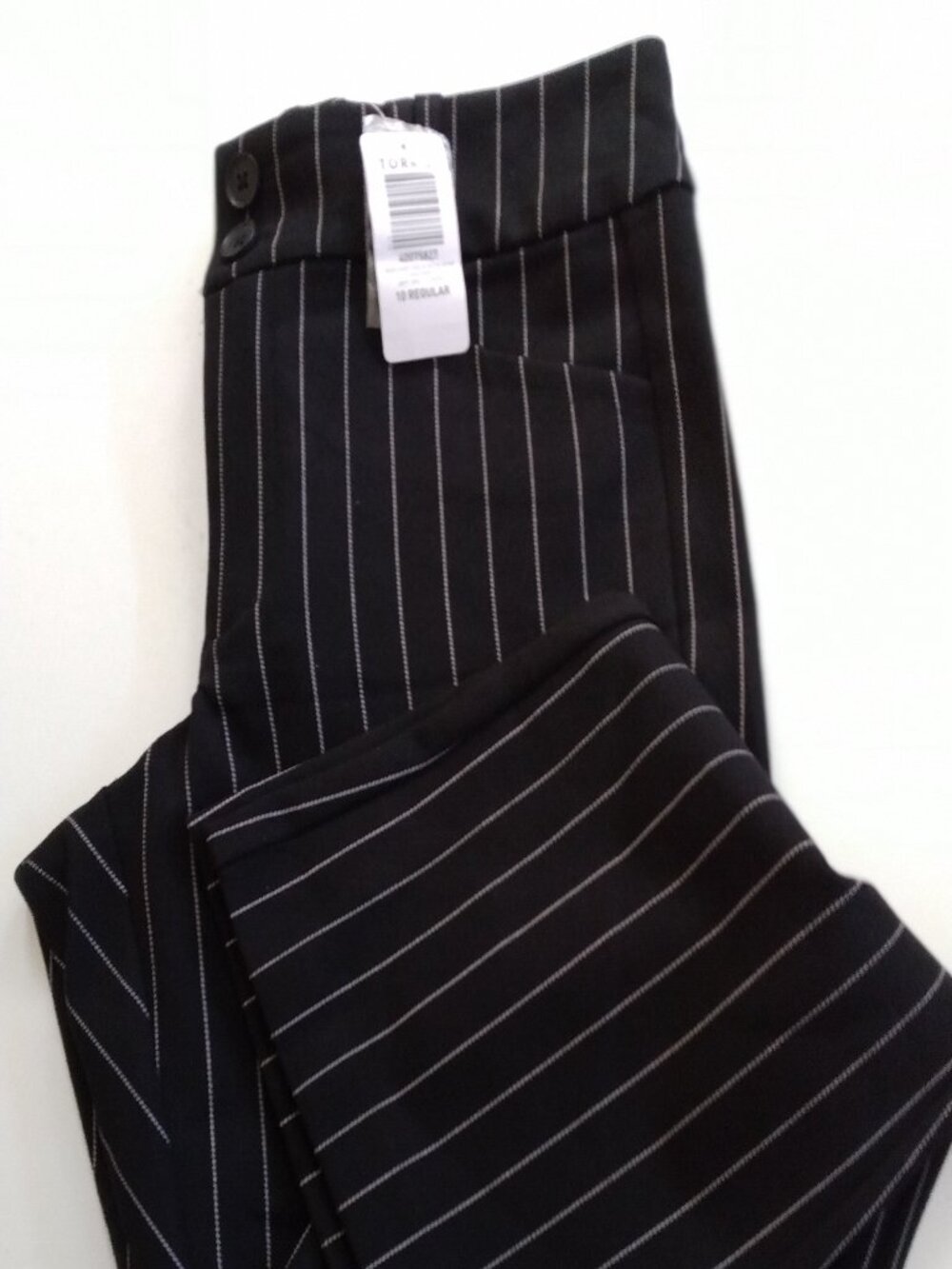 NWT Women Studio by Torrid Size 10R Black Pinstripe Slacks- Slim Boot-Mid Rise